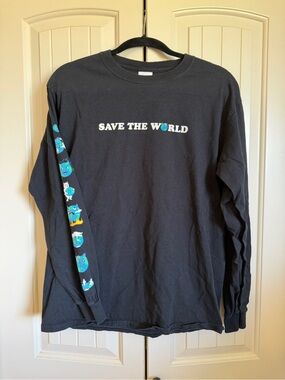 Save The World Black Long Sleeve Graphic Tee